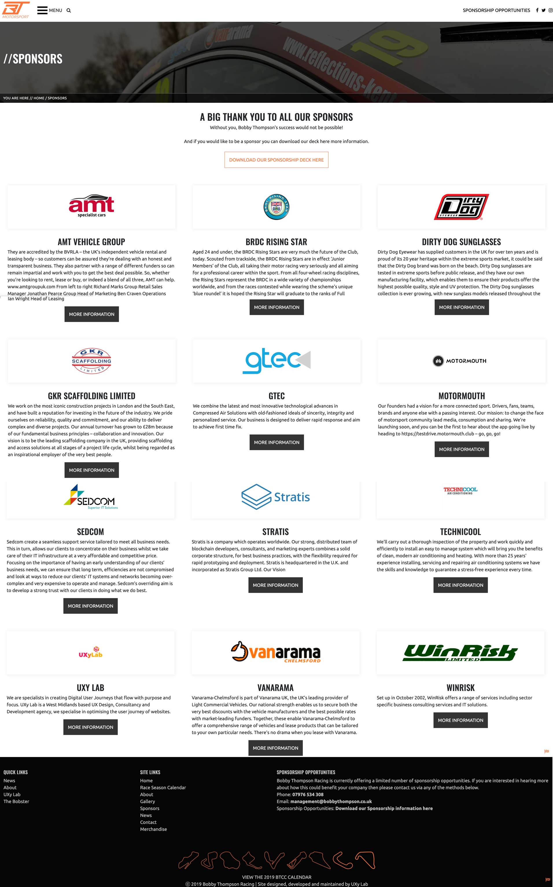 Sponsor List Page design